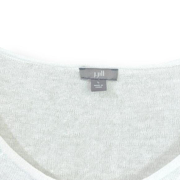 J Jill White Linen Blend Lace Crochet Cutout Scoop Neck Sweater Womens Large - Picture 2 of 10